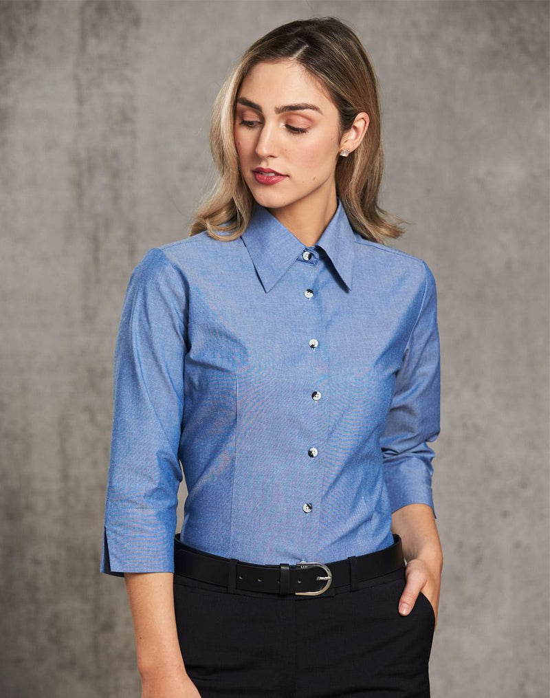 Winning Spirit BS04 Chambray 3/4 Sleeve Shirt Ladies