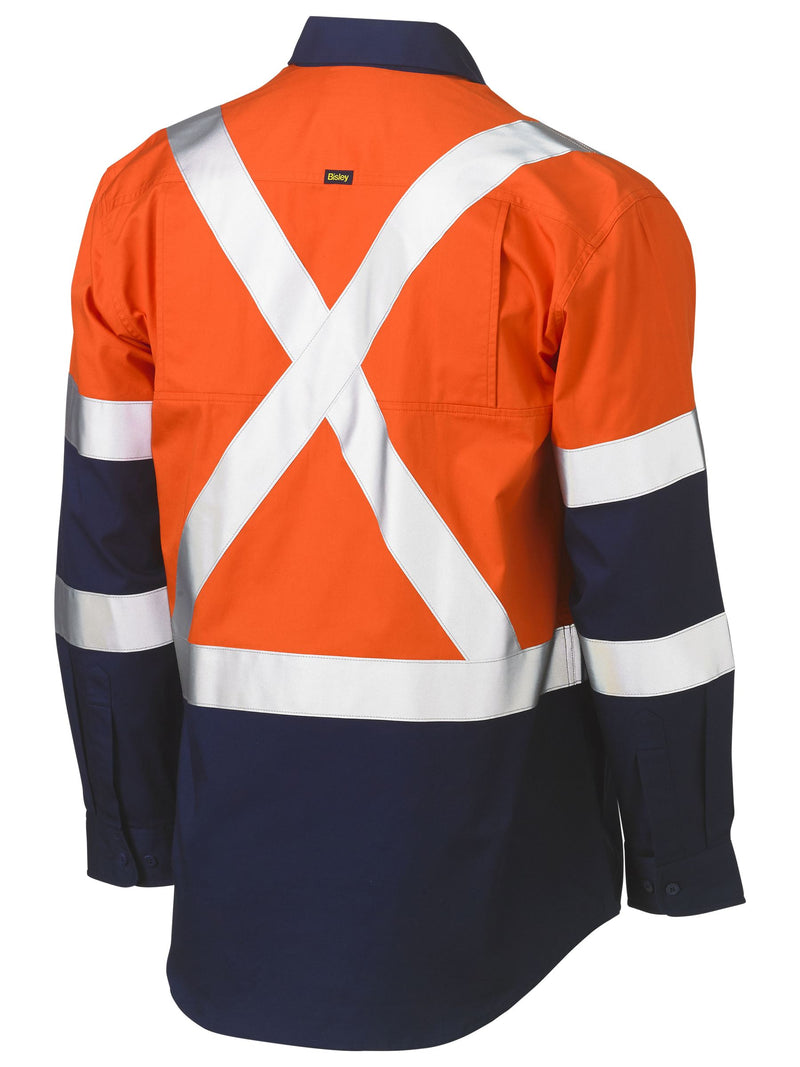 X Taped Biomotion Two Tone Hi Vis Lightweight Drill Shirt – back view