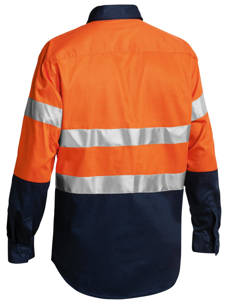 3M Taped Two Tone Closed Front Hi Vis Drill Shirt - Long Sleeve – back view