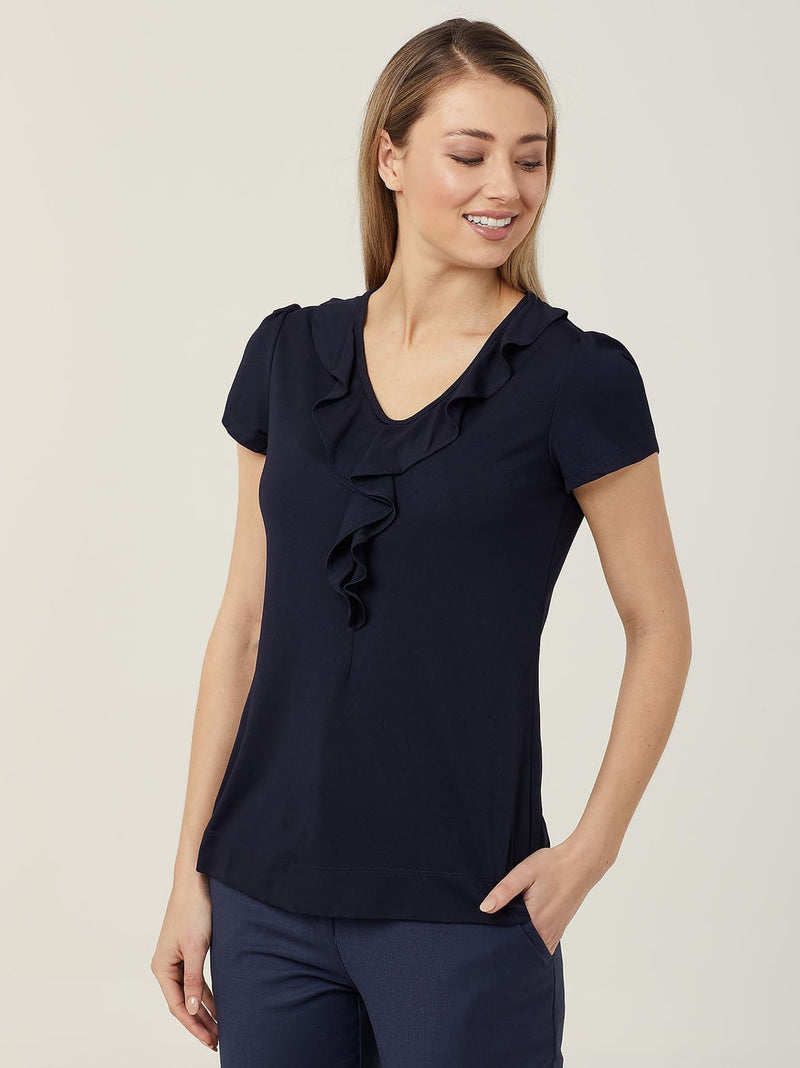 NNT CAT48H Matt Jersey Cap Sleeve Ruffle Neck T-Top Ladies – product photo