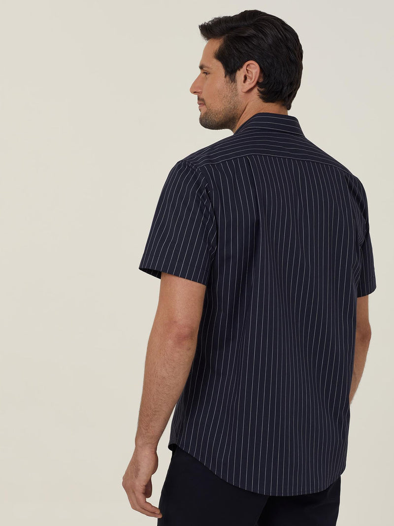 NNT CATJDM Avignon Pinstripe Stretch Short Sleeve Shirt Mens – product photo