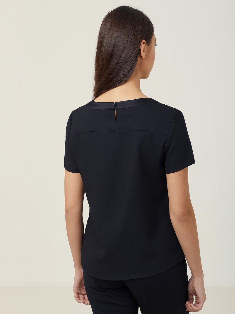 NNT CATU2N Satin Back Crepe Short Sleeve Shell Top Ladies – product photo