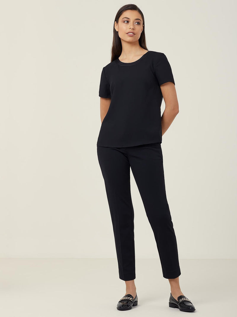 NNT CATU2N Satin Back Crepe Short Sleeve Shell Top Ladies – product photo