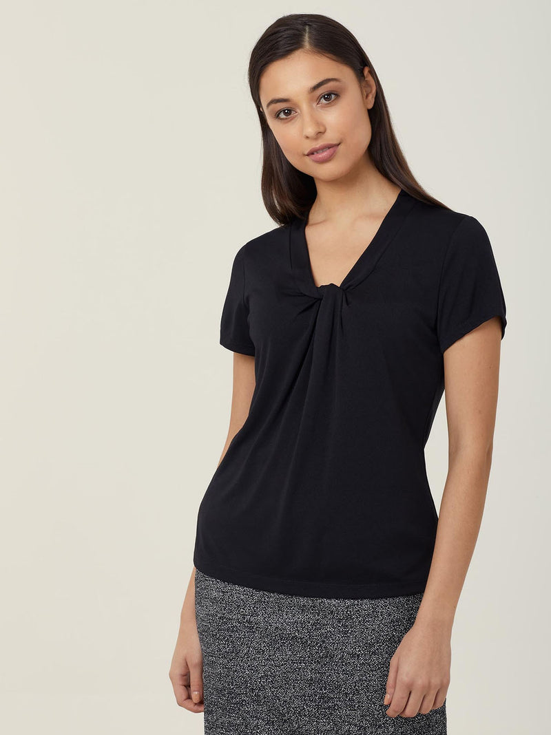 NNT CATUFS Matt Jersey Twist Neck Short Sleeve Top Ladies – product photo
