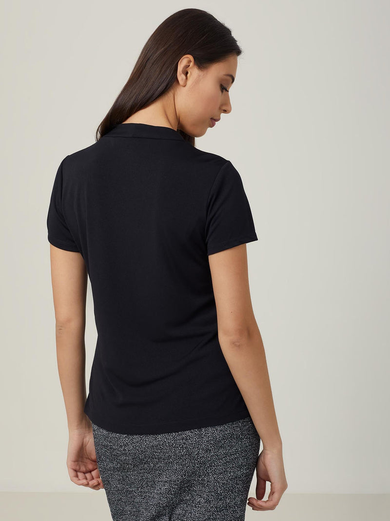 NNT CATUFS Matt Jersey Twist Neck Short Sleeve Top Ladies – product photo
