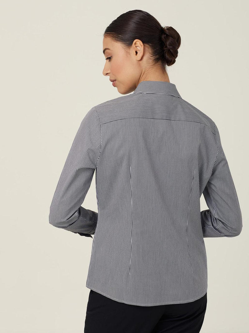 NNT CATUKS Avignon Gingham Stretch Long Sleeve Slim Shirt Ladies – product photo