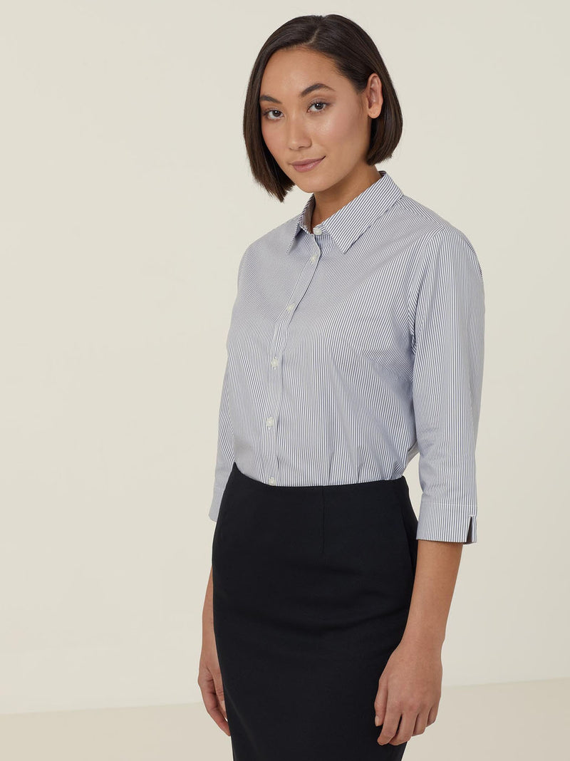 NNT CATUKV Avignon Fine Block Stripe Stretch 3/4 Sleeve Shirt Ladies – product photo