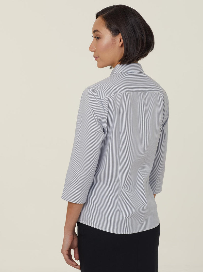 NNT CATUKV Avignon Fine Block Stripe Stretch 3/4 Sleeve Shirt Ladies – product photo