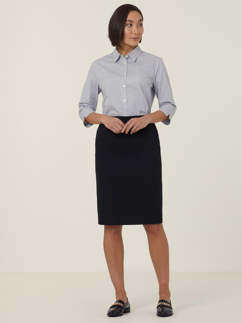 NNT CATUKV Avignon Fine Block Stripe Stretch 3/4 Sleeve Shirt Ladies – product photo