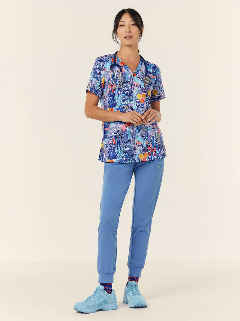 NNT CATUZ5 Abstract Blossom Print Scrub Top Ladies – product photo