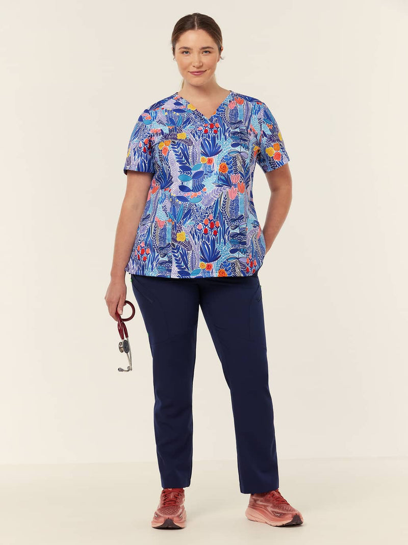 NNT CATUZ5 Abstract Blossom Print Scrub Top Ladies – product photo