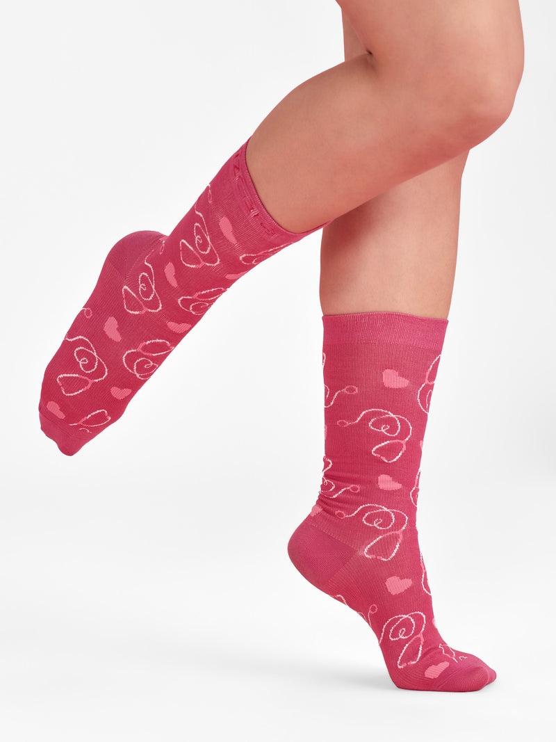 Inaura CCS250U Pink Happy Feet Comfort Socks Unisex