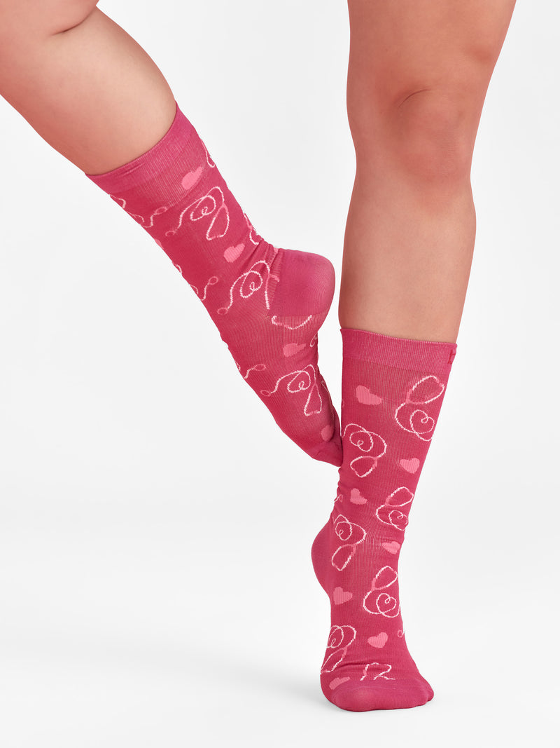 Inaura CCS250U Pink Happy Feet Comfort Socks Unisex 2