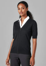 Biz Collection CK962LC Zip Front Short Sleeve Knit Cardigan Ladies