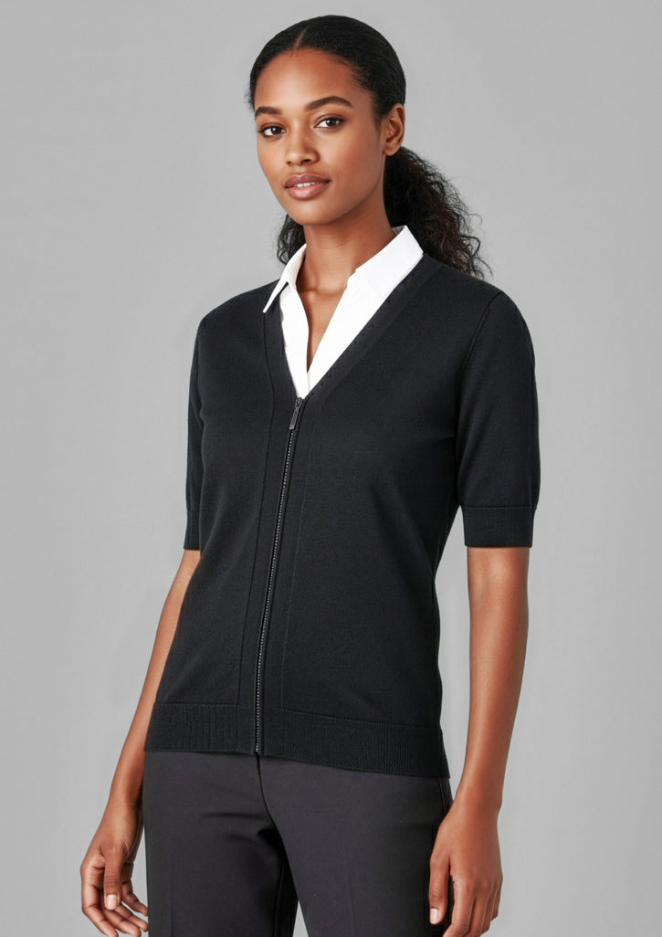Biz Collection CK962LC Zip Front Short Sleeve Knit Cardigan Ladies