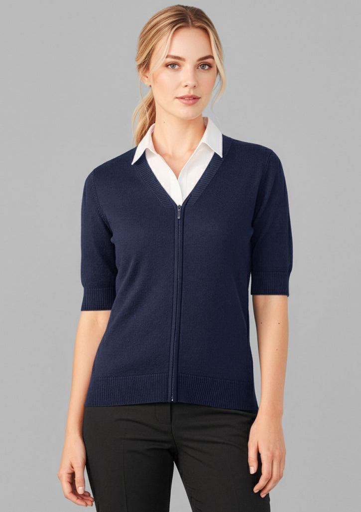 Biz Collection CK962LC Zip Front Short Sleeve Knit Cardigan Ladies 3