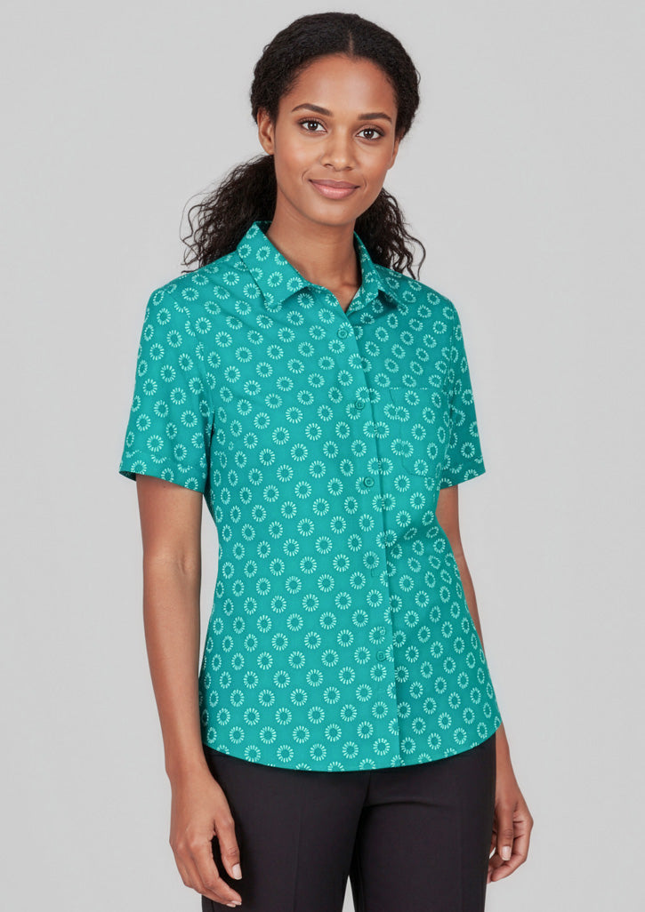 Biz Collection CS948LS Florence Daisy Print Short Sleeve Shirt Ladies 2