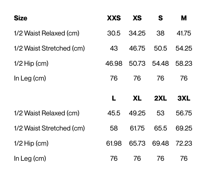 Size guide – Slim Leg Scrub Pant Ladies