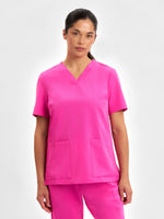 Inaura CST245LS Pink V-Neck Scrub Top Ladies