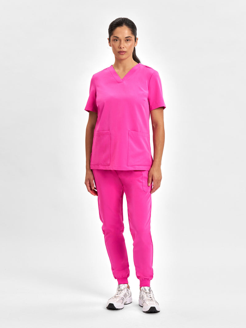 Inaura CST245LS Pink V-Neck Scrub Top Ladies 2