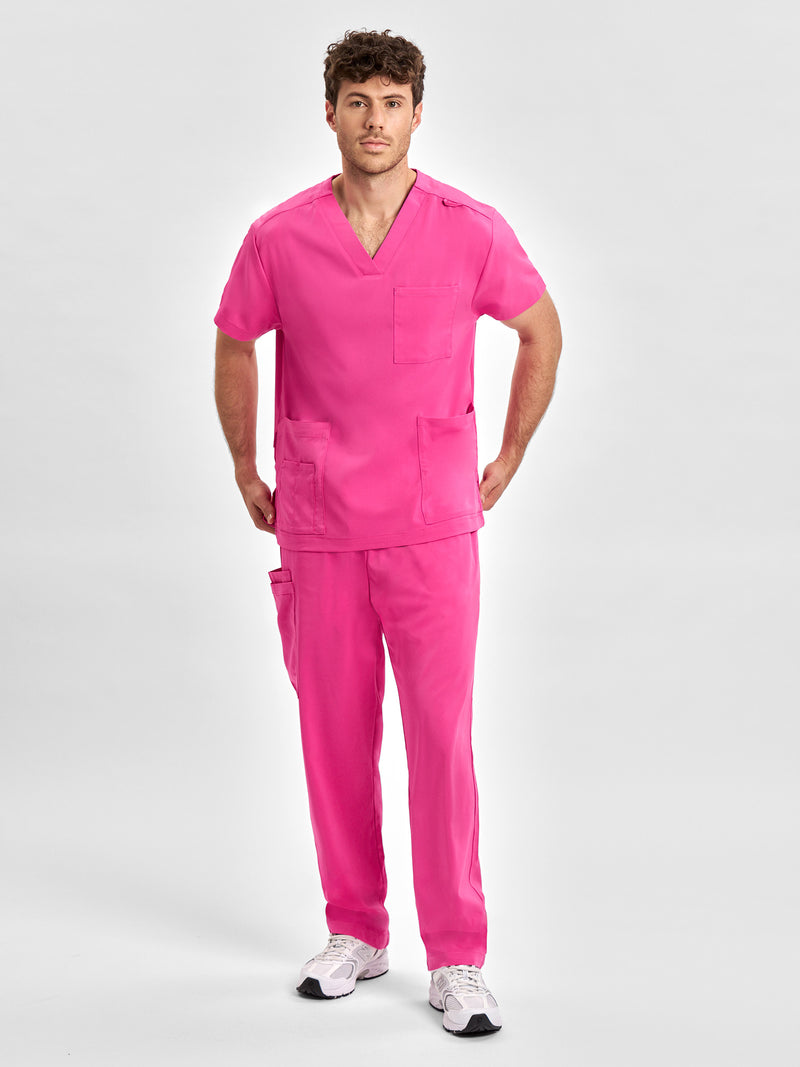 Inaura CST250US Pink V-Neck Scrub Top Unisex 2