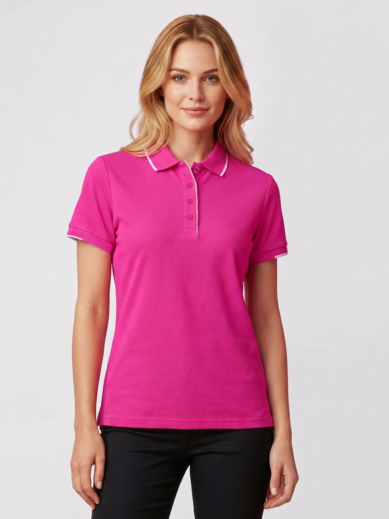 Inaura CST313LS Pink Short Sleeve Polo Ladies