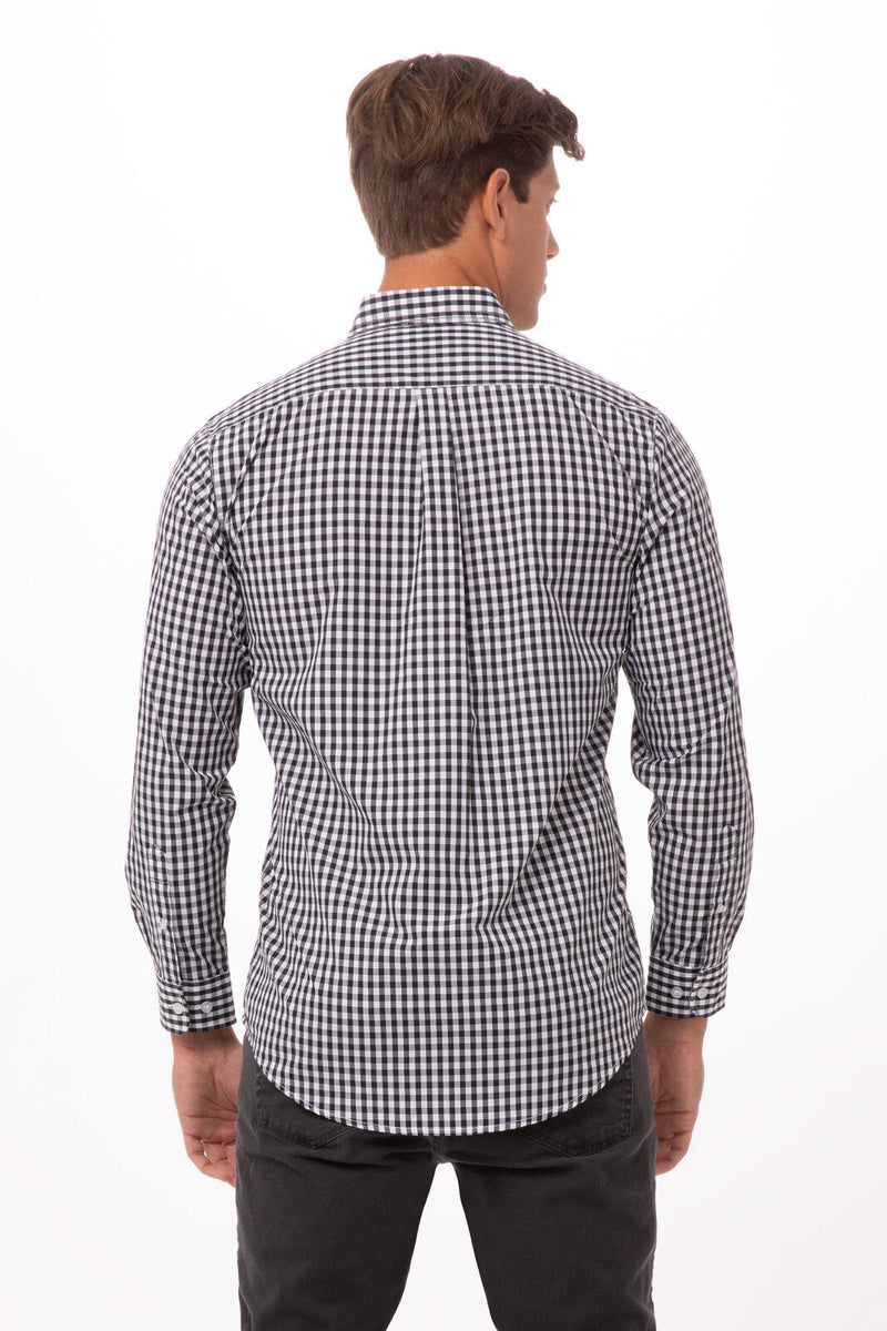 Chef Works D500-BWK Gingham Dress Shirt Mens – product photo