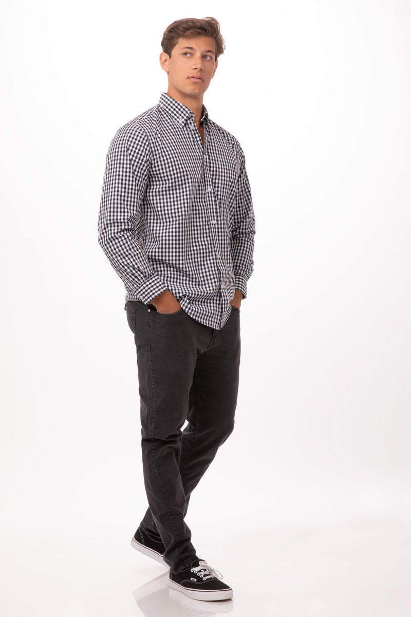 Chef Works D500-BWK Gingham Dress Shirt Mens – product photo