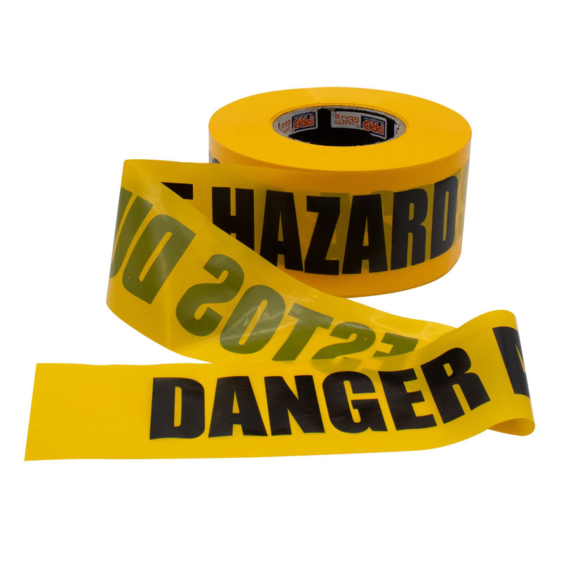Barricade Tape - 300M X 75mm Danger Asbestos Dust Hazard Print