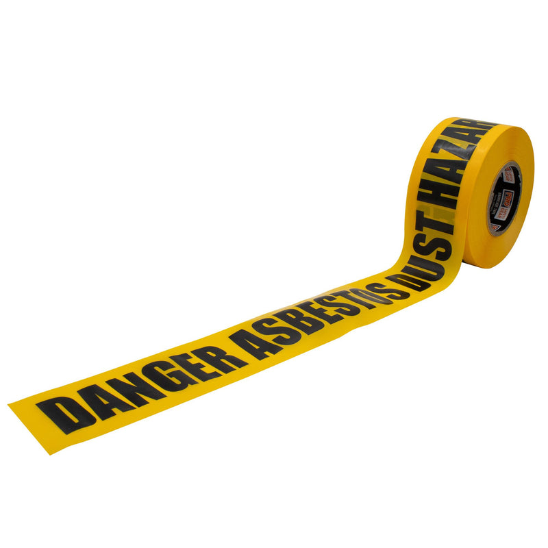 Barricade Tape - 300M X 75mm Danger Asbestos Dust Hazard Print