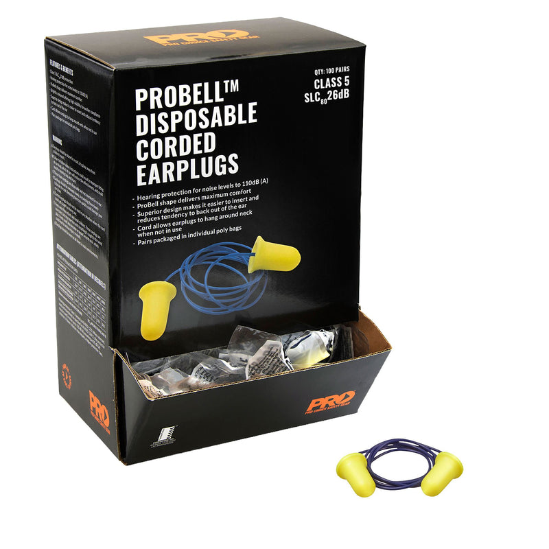 Probell Disposable Corded Earplugs (100 Pairs)