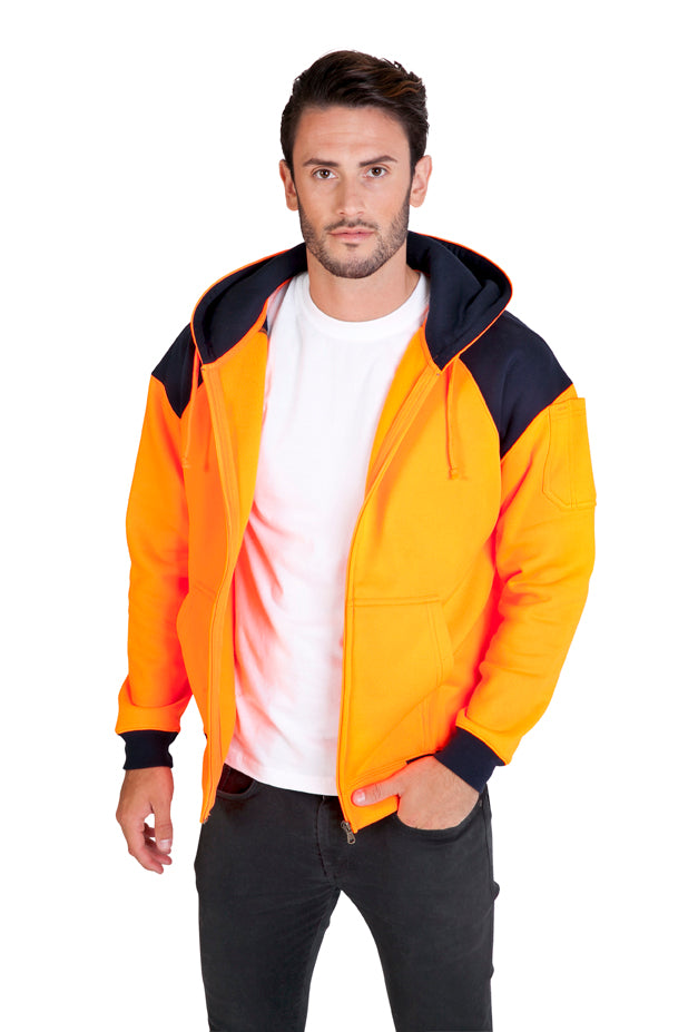 RAMO F303HZW Shoulder Contrast Zip Hoodie Mens – Hi Vis