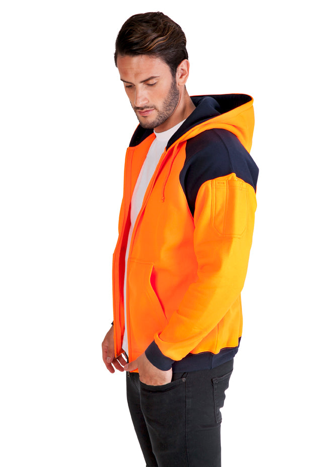 RAMO F303HZW Shoulder Contrast Zip Hoodie Mens – Hi Vis