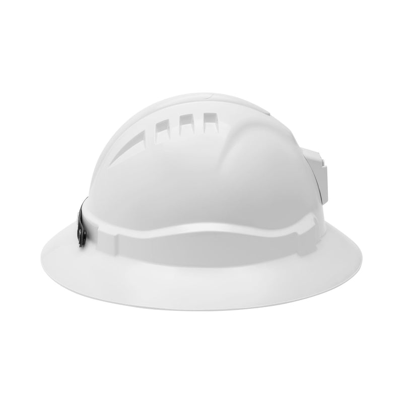V6 Unvented Full Brim Hard Hat Non-Metal w/ Lamp Bracket + Ratchet Harness