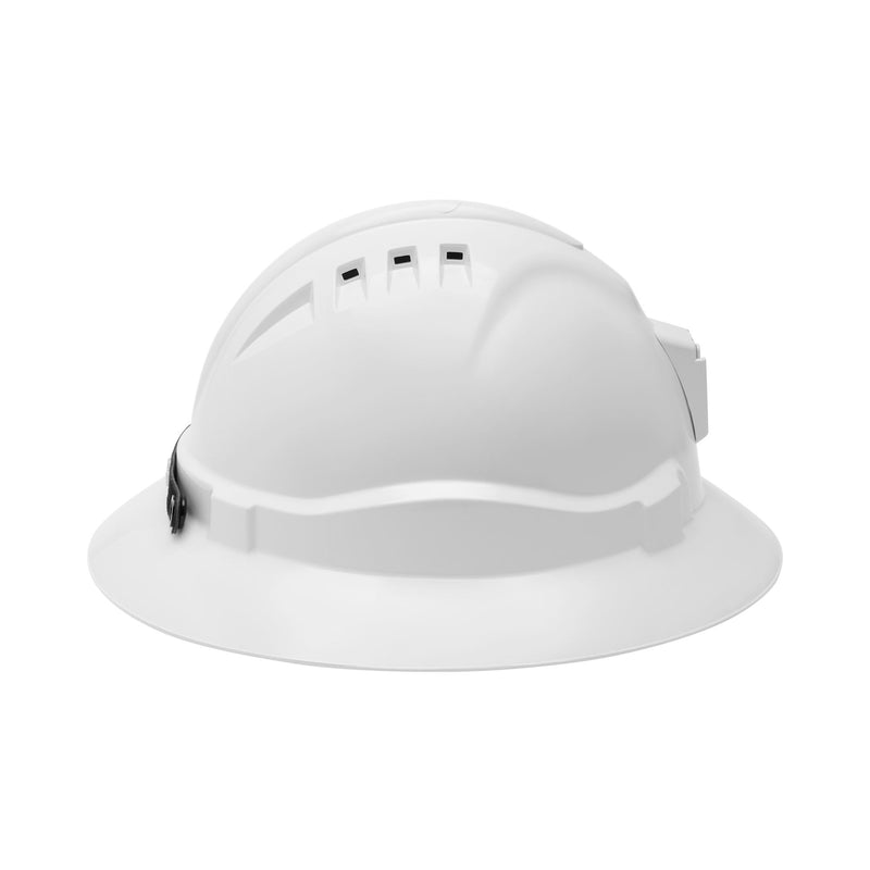 V6 Vented Full Brim Hard Hat Non-Metal w/ Lamp Bracket + Ratchet Harness