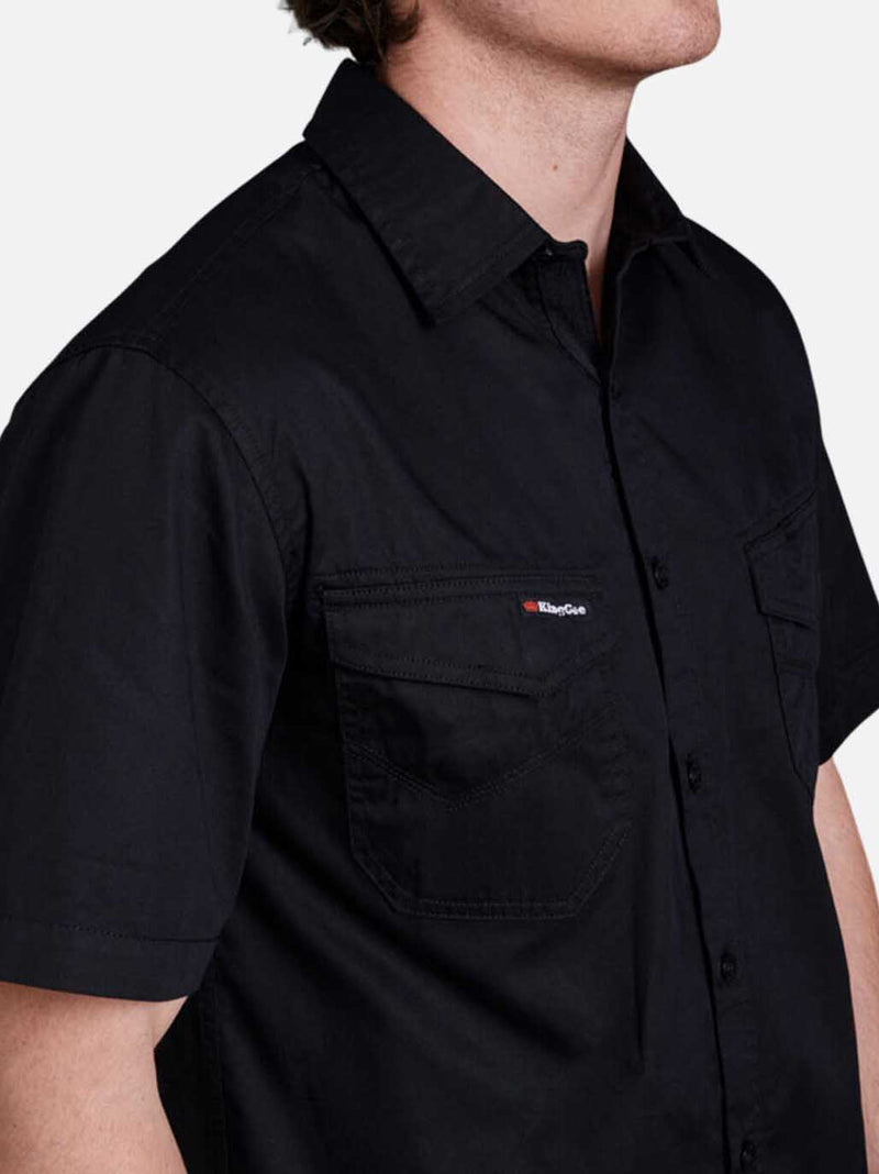 King Gee K14355 Tradies Lightweight Cotton Drill Short Sleeve Work Shirt Mens – product photo