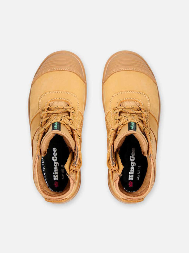 King Gee K26491 Tradie Zip/Lace Steel Cap Work Boots 5" - Wheat Ladies – product photo