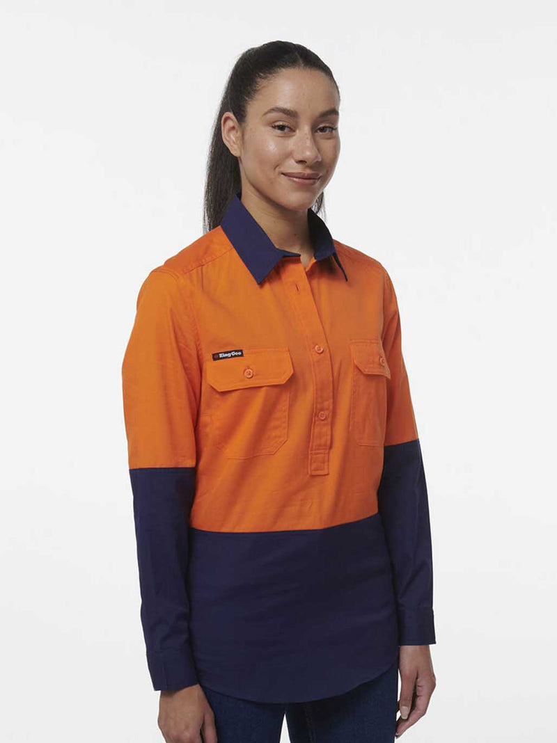 King Gee K44211 Workcool Vented Closed Front Spliced Shirt Ladies – product photo