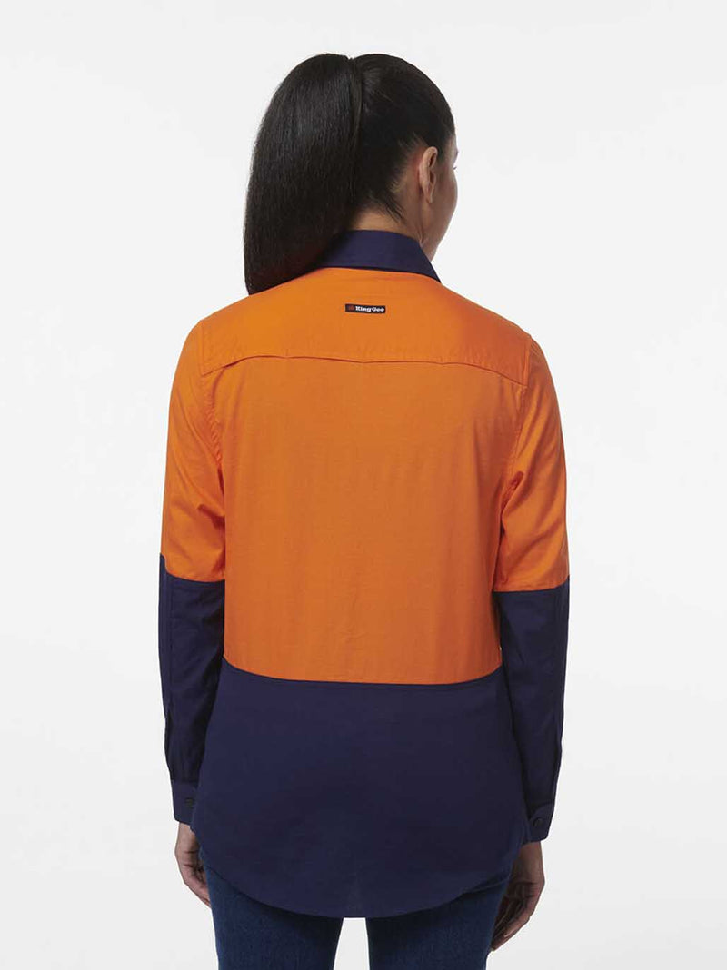 King Gee K44211 Workcool Vented Closed Front Spliced Shirt Ladies – product photo