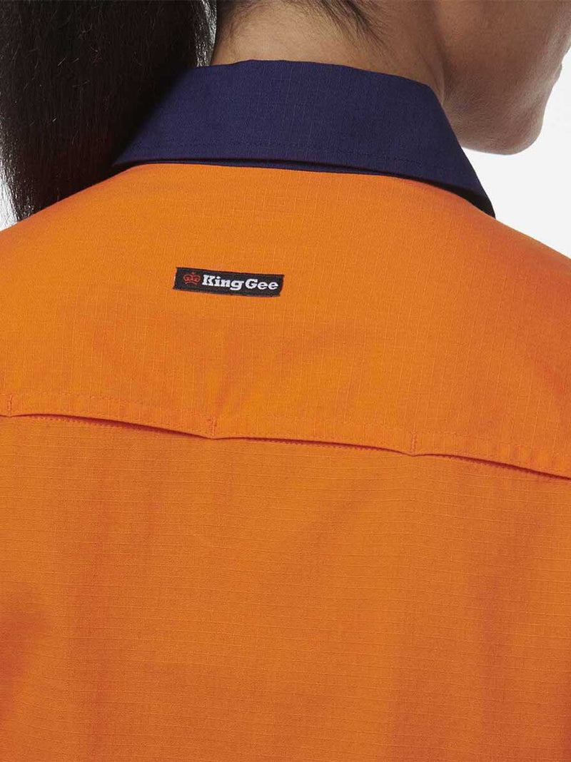 King Gee K44211 Workcool Vented Closed Front Spliced Shirt Ladies – product photo