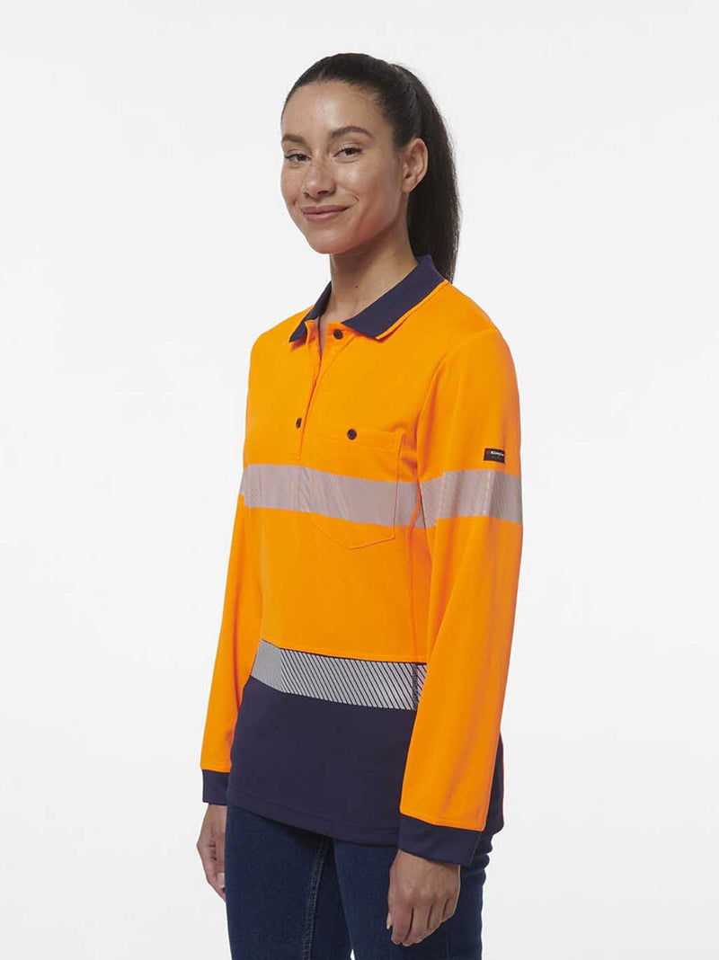 King Gee K44223 Workcool Hyperfreeze Spliced Long Sleeve Polo with Segmented Tape Ladies – product photo