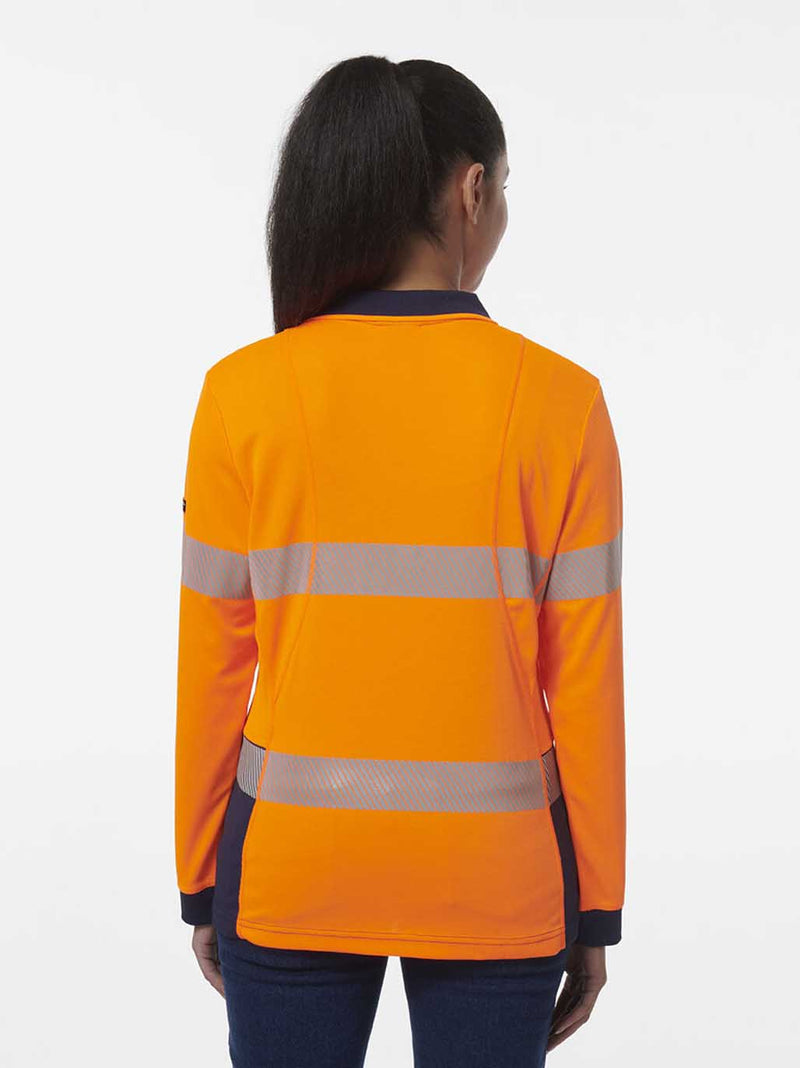 King Gee K44223 Workcool Hyperfreeze Spliced Long Sleeve Polo with Segmented Tape Ladies – product photo