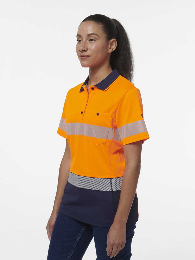 King Gee K44224 Workcool Hyperfreeze Spliced Short Sleeve Polo with Segmented Tape Ladies – product photo