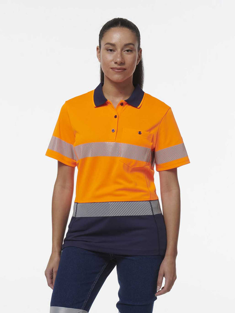 King Gee K44224 Workcool Hyperfreeze Spliced Short Sleeve Polo with Segmented Tape Ladies – product photo