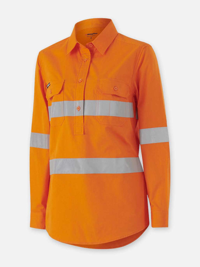 King Gee K44228 Workcool Vented Closed Front Shirt Taped Long Sleeve Ladies – product photo