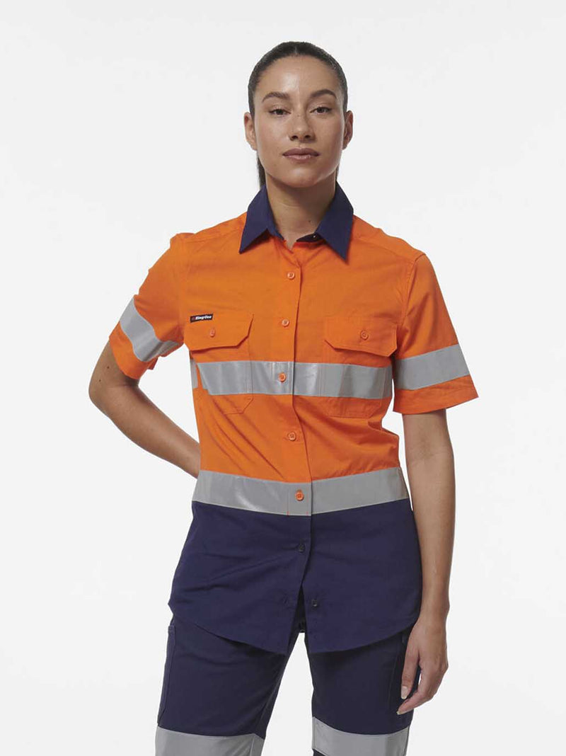 King Gee K44229 Workcool Vented Reflective Short Sleeve Shirt Ladies – product photo