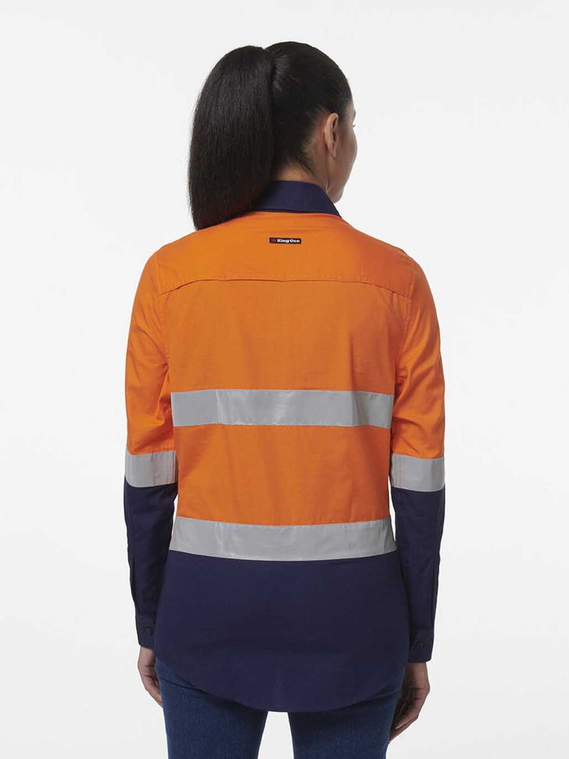 King Gee K44230 Workcool Vented Closed Front Reflective Shirt Ladies – product photo