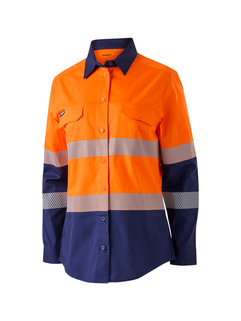 King Gee K44243 Workcool Spliced Stretch Taped Long Sleeve Shirt Ladies – product photo
