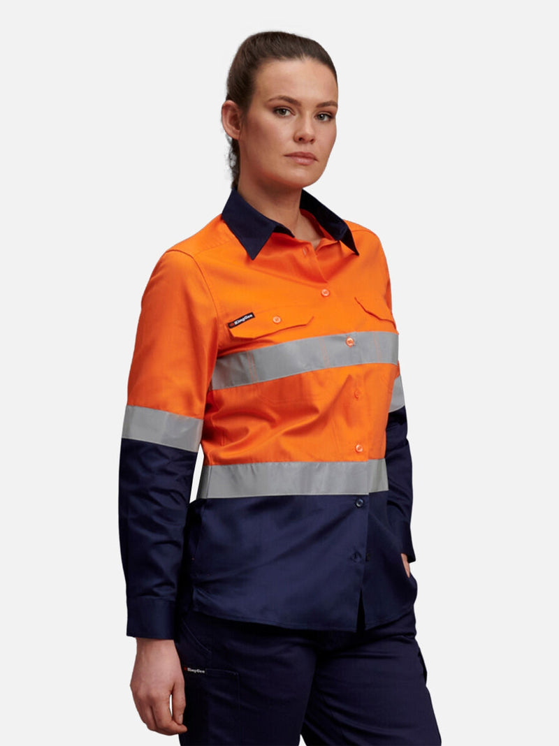 King Gee K44532 Hi-Vis Reflective Long Sleeve Work Shirt Ladies – product photo