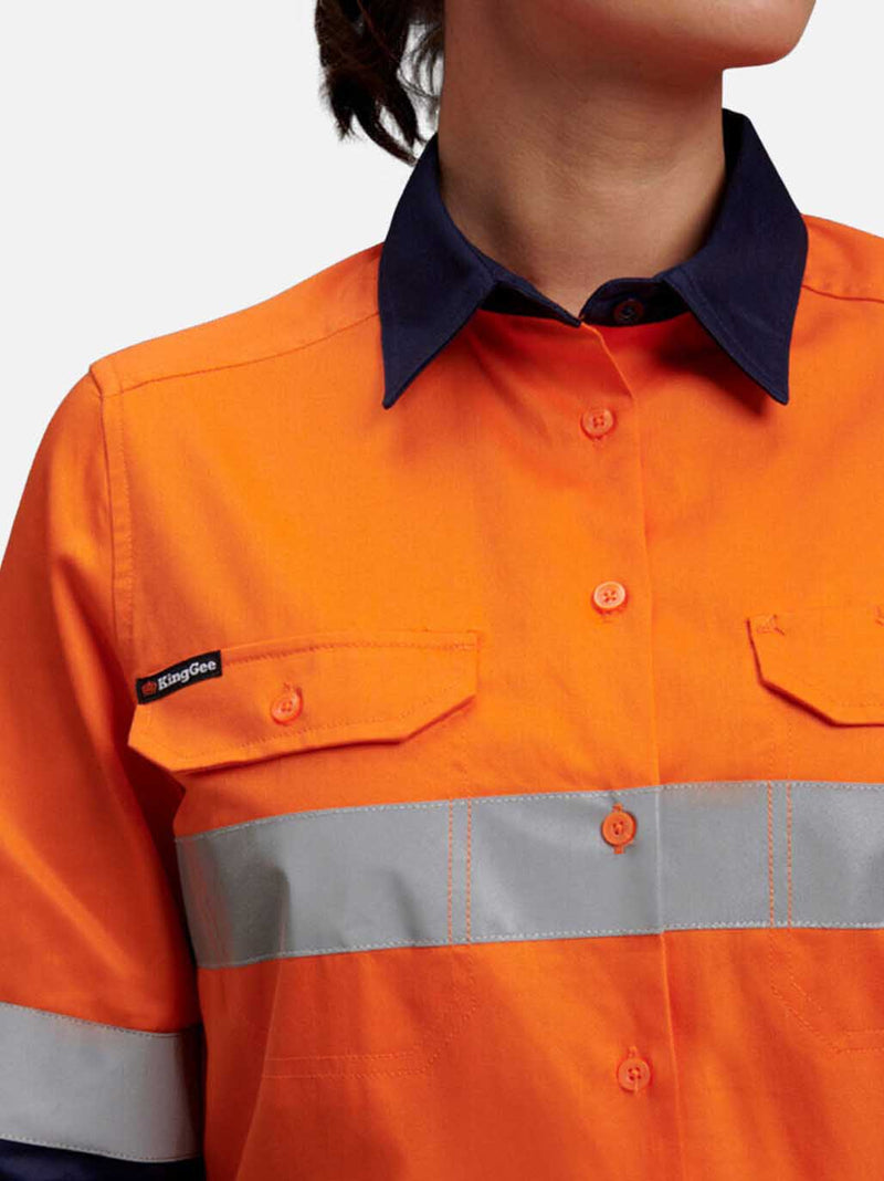 King Gee K44532 Hi-Vis Reflective Long Sleeve Work Shirt Ladies – product photo